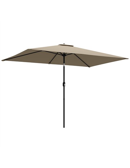 Outsunny Garden Parasol, Parasol Umbrella with Crank Handle, Tilt Function, Polyester Canopy, Khaki - pic 188050 | FastDaddyshop