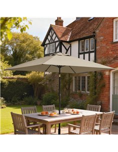 Outsunny Garden Parasol, Parasol Umbrella with Crank Handle, Tilt Function, Polyester Canopy, Khaki 2