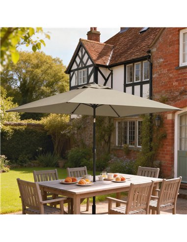 Outsunny Garden Parasol, Parasol Umbrella with Crank Handle, Tilt Function, Polyester Canopy, Khaki