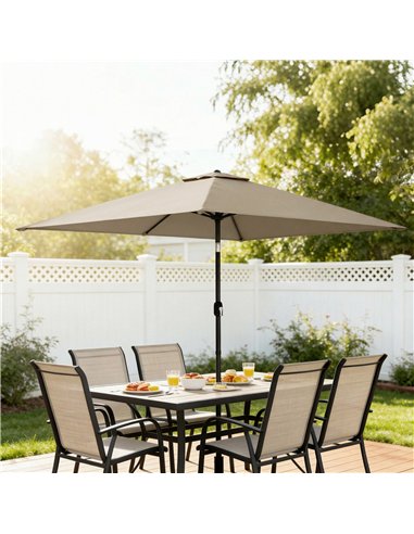 Outsunny Garden Parasol, Parasol Umbrella with Crank Handle, Tilt Function, Polyester Canopy, Khaki
