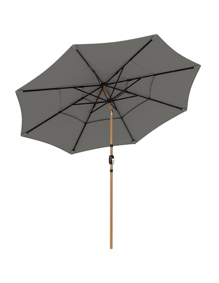 Outsunny Garden Parasol, Parasol Umbrella with 3-tier Roof, Crank Handle, Tilt Function, Polyester Canopy, Grey - pic 188059 | FastDaddyshop