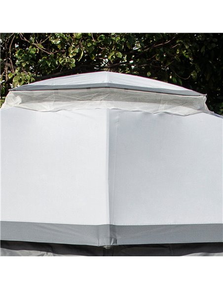 Outsunny 3.7 x 3(m) Metal Gazebo Canopy Party Tent Garden Patio Shelter with Netting Sidewalls & Double Tiered Roof, Grey - pic 18806 | FastDaddyshop