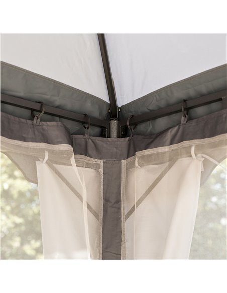 Outsunny 3.7 x 3(m) Metal Gazebo Canopy Party Tent Garden Patio Shelter with Netting Sidewalls & Double Tiered Roof, Grey - pic 18807 | FastDaddyshop