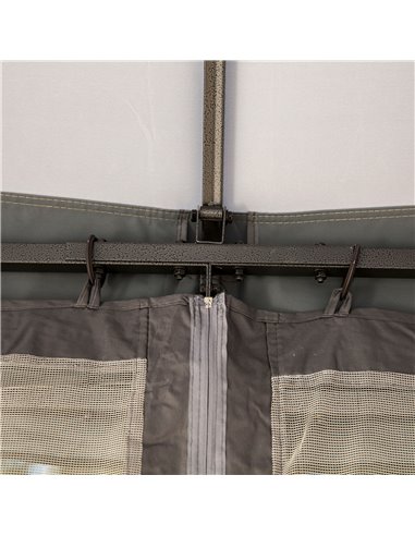 Outsunny 3.7 x 3(m) Metal Gazebo Canopy Party Tent Garden Patio Shelter with Netting Sidewalls & Double Tiered Roof, Grey