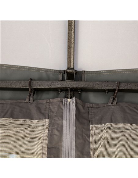Outsunny 3.7 x 3(m) Metal Gazebo Canopy Party Tent Garden Patio Shelter with Netting Sidewalls & Double Tiered Roof, Grey - pic 18808 | FastDaddyshop