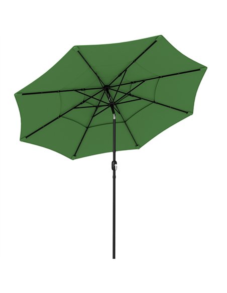 Outsunny Garden Parasol, Parasol Umbrella with 3-tier Roof, Crank Handle, Tilt Function, Polyester Canopy, Green - pic 188086 | FastDaddyshop