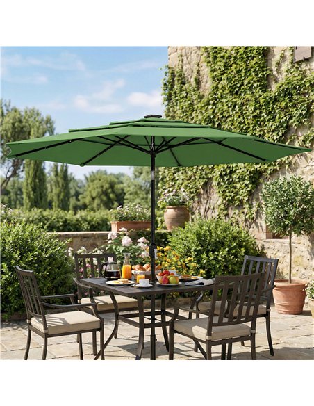 Outsunny Garden Parasol, Parasol Umbrella with 3-tier Roof, Crank Handle, Tilt Function, Polyester Canopy, Green - pic 188087 | FastDaddyshop