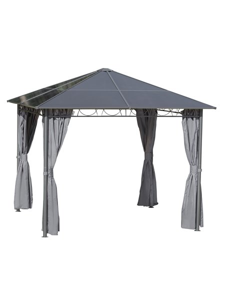Outsunny 3x3m Hardtop Gazebo with UV Resistant Polycarbonate Roof, Steel & Aluminum Frame, Grey - pic 18809 | FastDaddyshop
