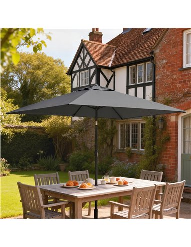 Outsunny Garden Parasol, Parasol Umbrella with Crank Handle, Tilt Function, Polyester Canopy, Dark Grey