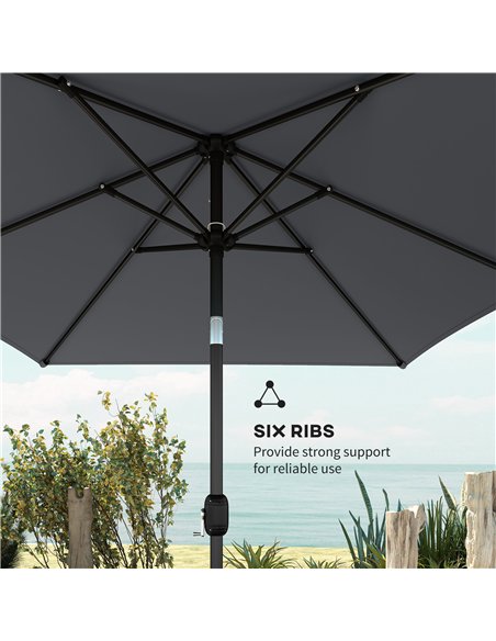 Outsunny Garden Parasol, Parasol Umbrella with Crank Handle, Tilt Function, Polyester Canopy, Dark Grey - pic 188100 | FastDaddyshop