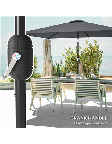 Outsunny Garden Parasol, Parasol Umbrella with Crank Handle, Tilt Function, Polyester Canopy, Dark Grey