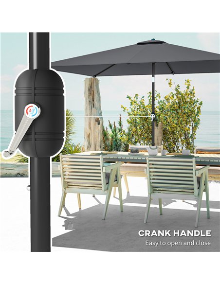 Outsunny Garden Parasol, Parasol Umbrella with Crank Handle, Tilt Function, Polyester Canopy, Dark Grey - pic 188101 | FastDaddyshop