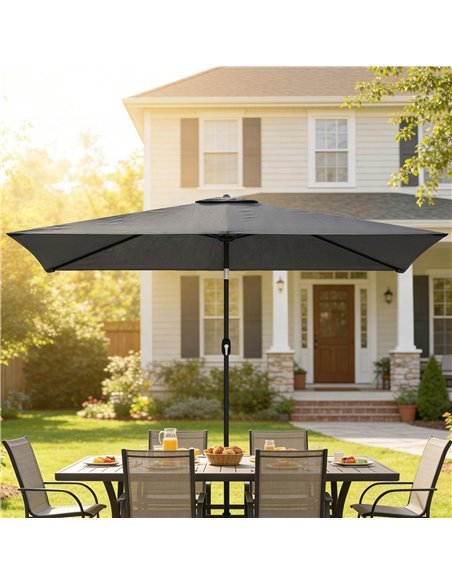 Outsunny Garden Parasol, Parasol Umbrella with Crank Handle, Tilt Function, Polyester Canopy, Dark Grey - pic 188102 | FastDaddyshop