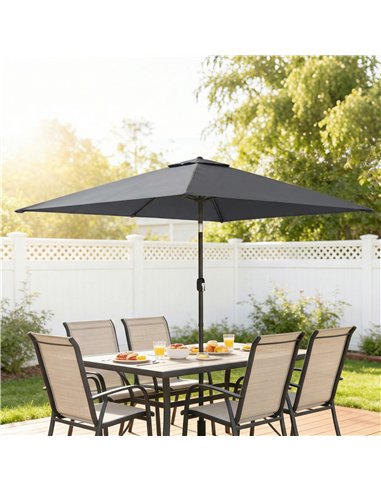Outsunny Garden Parasol, Parasol Umbrella with Crank Handle, Tilt Function, Polyester Canopy, Dark Grey