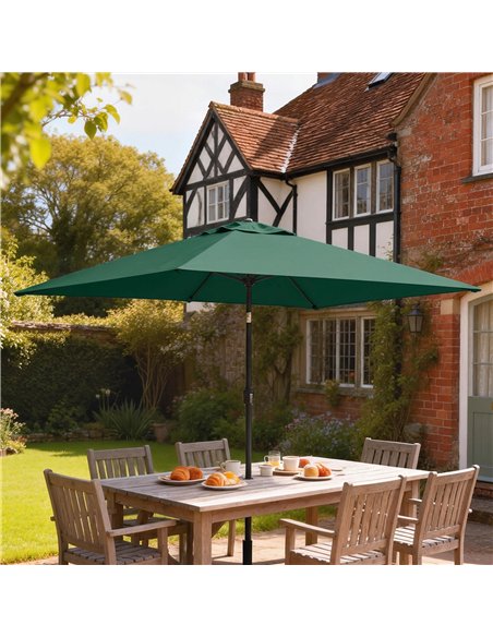 Outsunny Garden Parasol, Parasol Umbrella with Crank Handle, Tilt Function, Polyester Canopy, Green - pic 188105 | FastDaddyshop
