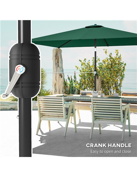 Outsunny Garden Parasol, Parasol Umbrella with Crank Handle, Tilt Function, Polyester Canopy, Green - pic 188110 | FastDaddyshop