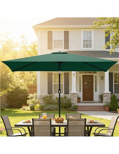 Outsunny Garden Parasol, Parasol Umbrella with Crank Handle, Tilt Function, Polyester Canopy, Green