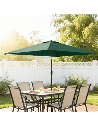 Outsunny Garden Parasol, Parasol Umbrella with Crank Handle, Tilt Function, Polyester Canopy, Green