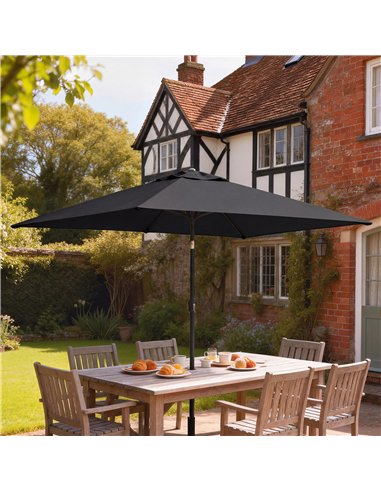 Outsunny Garden Parasol, Parasol Umbrella with Crank Handle, Tilt Function, Polyester Canopy, Black