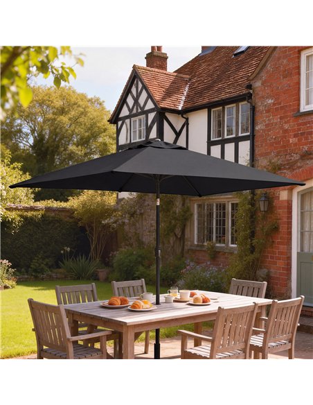 Outsunny Garden Parasol, Parasol Umbrella with Crank Handle, Tilt Function, Polyester Canopy, Black - pic 188132 | FastDaddyshop