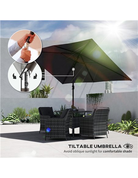 Outsunny Garden Parasol, Parasol Umbrella with Crank Handle, Tilt Function, Polyester Canopy, Black - pic 188134 | FastDaddyshop