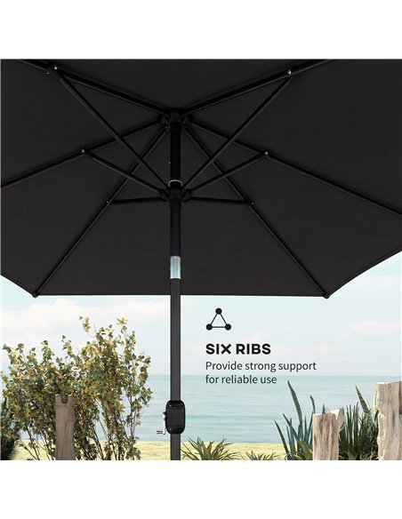 Outsunny Garden Parasol, Parasol Umbrella with Crank Handle, Tilt Function, Polyester Canopy, Black - pic 188136 | FastDaddyshop