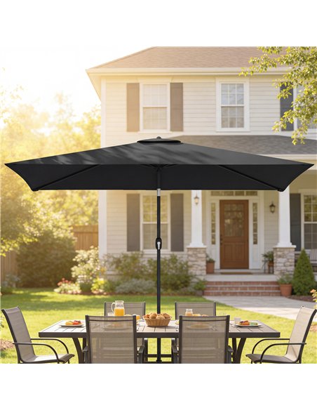 Outsunny Garden Parasol, Parasol Umbrella with Crank Handle, Tilt Function, Polyester Canopy, Black - pic 188138 | FastDaddyshop