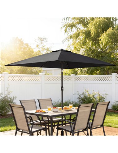 Outsunny Garden Parasol, Parasol Umbrella with Crank Handle, Tilt Function, Polyester Canopy, Black