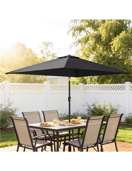 Outsunny Garden Parasol, Parasol Umbrella with Crank Handle, Tilt Function, Polyester Canopy, Black - pic 188139 | FastDaddyshop