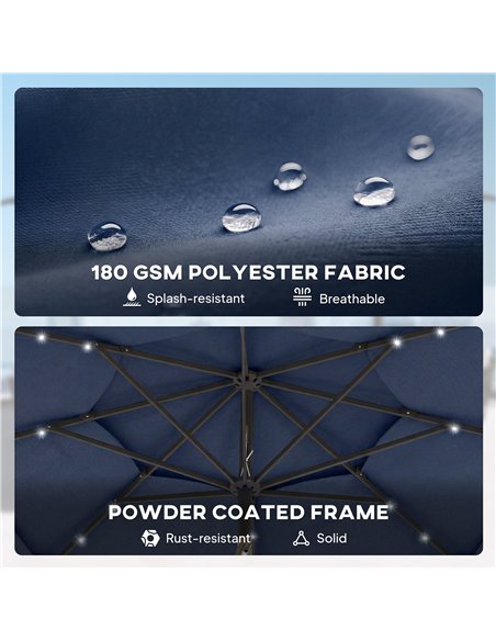 Outsunny 2.8 m Garden Parasol Umbrella with LED Solar Light, Parasol Cover, 3 Tier Outdoor Table Market Patio Umbrella, Navy Blu - pic 188147 | FastDaddyshop