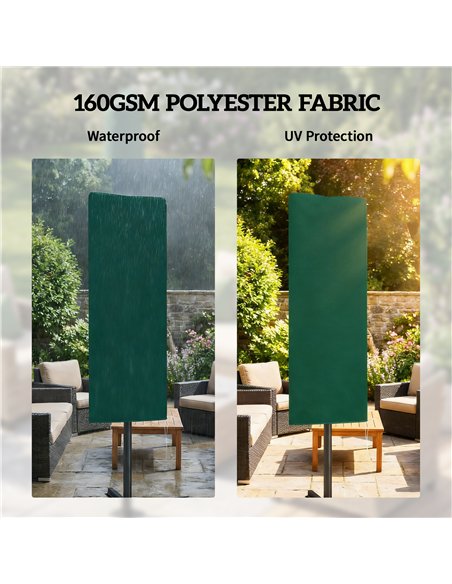 Outsunny Garden Parasol Cover, Outdoor Patio Umbrella Protector Weatherproof Garden Patio for 2-4.6m Parasol, Dark Green - pic 188153 | FastDaddyshop