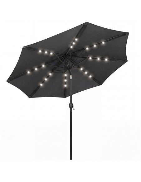 Outsunny 2.6 m Garden Parasol Umbrella with LED Solar Light, Parasol Cover, Outdoor Market Patio Umbrella, Black - pic 188167 | FastDaddyshop