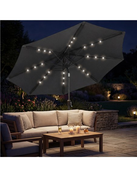 Outsunny 2.6 m Garden Parasol Umbrella with LED Solar Light, Parasol Cover, Outdoor Market Patio Umbrella, Black - pic 188168 | FastDaddyshop