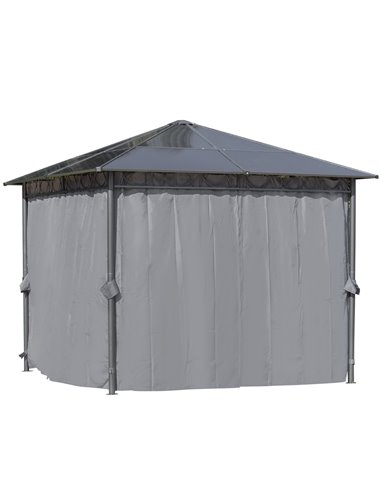 Outsunny 3x3m Hardtop Gazebo with UV Resistant Polycarbonate Roof, Steel & Aluminum Frame, Grey