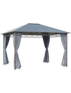 Outsunny 3.6x3m Hardtop Gazebo with UV Resistant Polycarbonate Roof, Steel & Aluminum Frame, Grey