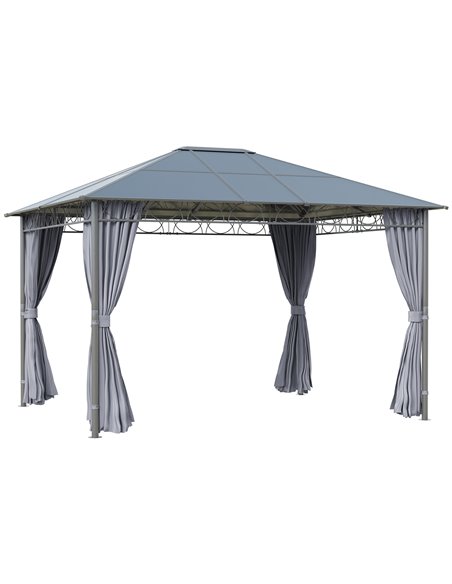 Outsunny 3.6x3m Hardtop Gazebo with UV Resistant Polycarbonate Roof, Steel & Aluminum Frame, Grey - pic 18818 | FastDaddyshop