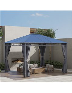 Outsunny 3.6x3m Hardtop Gazebo with UV Resistant Polycarbonate Roof, Steel & Aluminum Frame, Grey 2