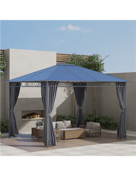 Outsunny 3.6x3m Hardtop Gazebo with UV Resistant Polycarbonate Roof, Steel & Aluminum Frame, Grey - pic 18819 | FastDaddyshop
