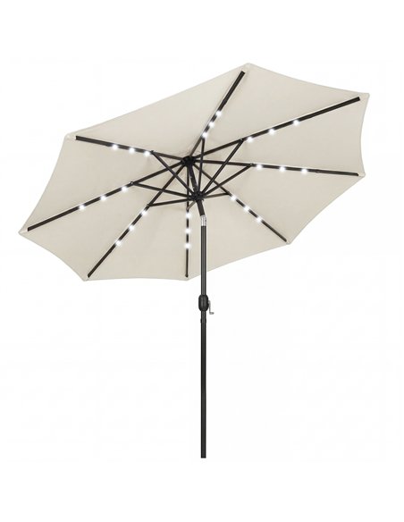 Outsunny 2.6 m Garden Parasol Umbrella with LED Solar Light, Parasol Cover, Outdoor Market Patio Umbrella, Cream White - pic 188212 | FastDaddyshop