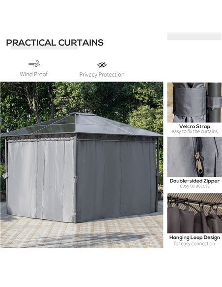 Outsunny 3.6x3m Hardtop Gazebo with UV Resistant Polycarbonate Roof, Steel & Aluminum Frame, Grey - pic 18822 | FastDaddyshop