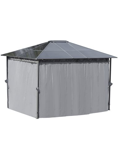 Outsunny 3.6x3m Hardtop Gazebo with UV Resistant Polycarbonate Roof, Steel & Aluminum Frame, Grey