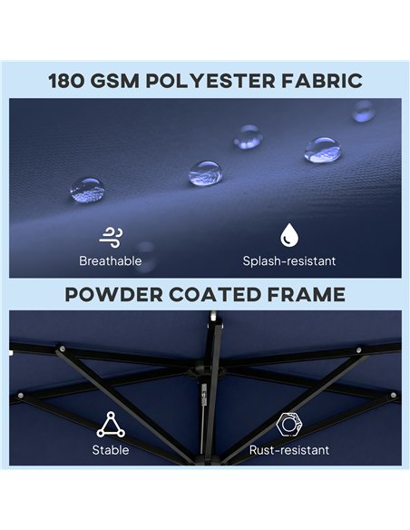 Outsunny 2.6 m Half Garden Parasol with Solar LED Lights, UPF50+ Semi Round Umbrella with 30° Tilt, Crank Handle, Dark Blue - pic 188245 | FastDaddyshop