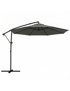 Outsunny 3 m Garden Cantilever Parasol with Cover, Round Overhanging Umbrella with 360° Rotation, Tilt, Grey