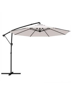 Outsunny 3 m Garden Cantilever Parasol with Cover, Round Overhanging Umbrella with 360° Rotation, Tilt, Cream White