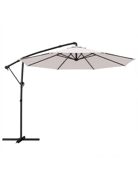 Outsunny 3 m Garden Cantilever Parasol with Cover, Round Overhanging Umbrella with 360° Rotation, Tilt, Cream White - pic 188257 | FastDaddyshop