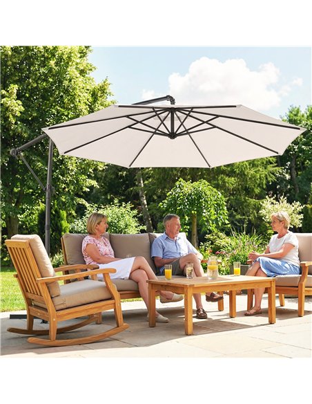 Outsunny 3 m Garden Cantilever Parasol with Cover, Round Overhanging Umbrella with 360° Rotation, Tilt, Cream White - pic 188265 | FastDaddyshop