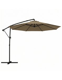 Outsunny 3 m Garden Cantilever Parasol with Cover, Round Overhanging Umbrella with 360° Rotation, Tilt, Khaki