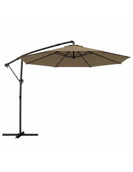 Outsunny 3 m Garden Cantilever Parasol with Cover, Round Overhanging Umbrella with 360° Rotation, Tilt, Khaki - pic 188266 | FastDaddyshop