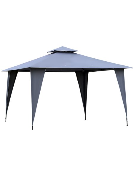 Outsunny 3.5x3.5m Side-Less Outdoor Gazebo with 2-Tier Roof, Steel Frame, Grey - pic 18827 | FastDaddyshop