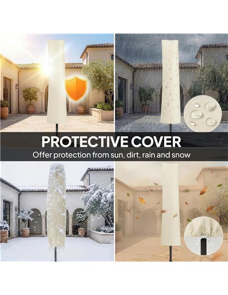 Outsunny 3 x 3 m Garden Cantilever Parasol w/ Light, Cover, UPF50+ Patio Umbrella w/ Wind Protection, 360° Rotation, Cream White - pic 188288 | FastDaddyshop